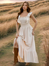 Ruffled Smocked Square Neck Maxi Dress OutfitFlow